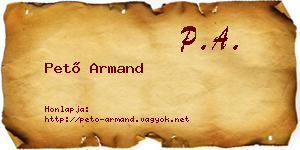 Pető Armand névjegykártya